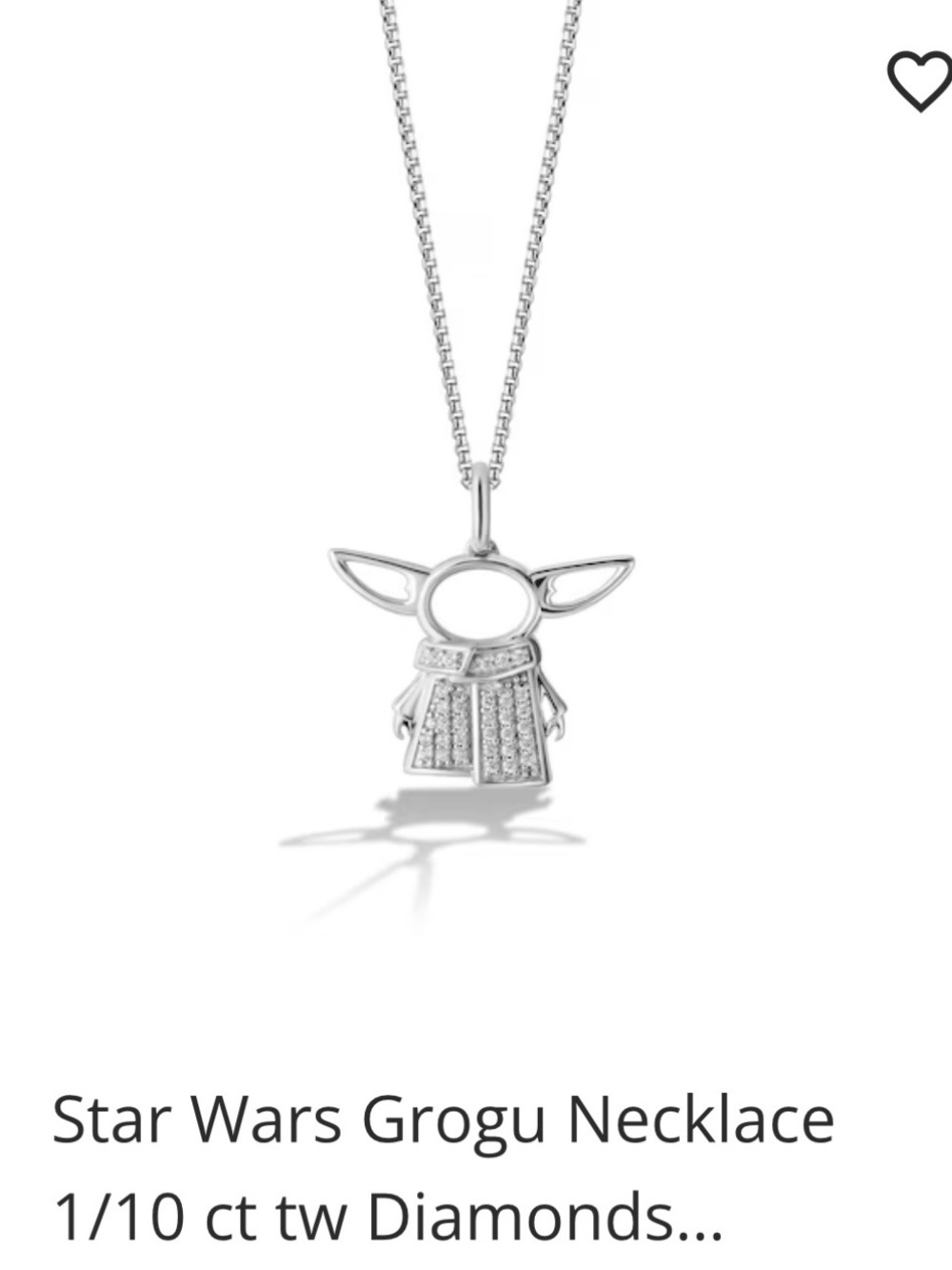Star Wars Grogu Pendant Necklace - Silver Diamonds